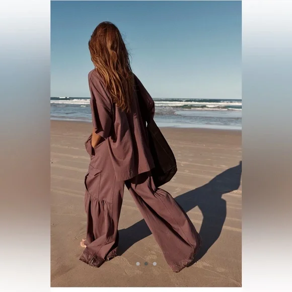 Free People Chocolate Brown Wide Leg Jumpsuit - Picture 2 of 11